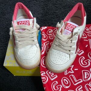 Golden Goose Kids Cream and Pink Sneakers